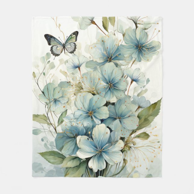 Manta Polar Mariposa y Vid Floral (Anverso)