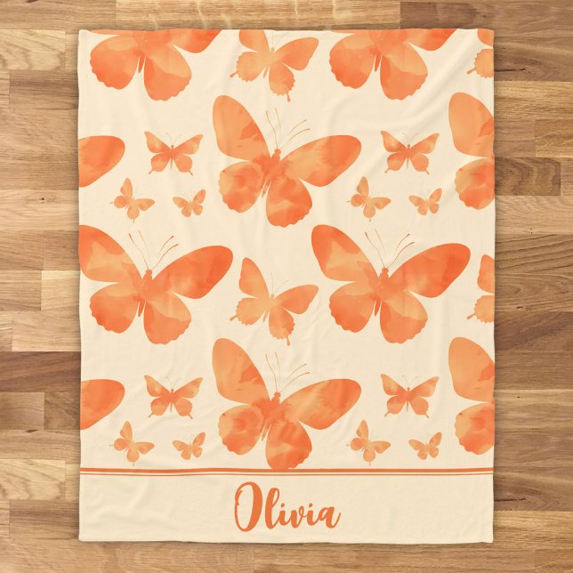 Manta Polar Mariposas Acuarela Naranja  (Subido por el creador)