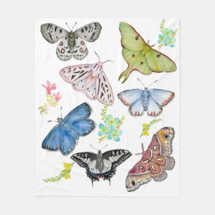 Manta Polar Mariposas al vuelo en acuarela