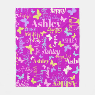 Manta Polar Mariposas arcoiris nombre personalizado Ashley púr