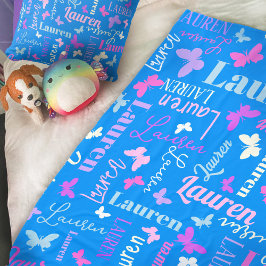 Manta Polar Mariposas arcoiris nombre personalizado cielo azul