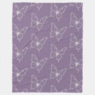Manta Polar Mariposas blancas moradas  