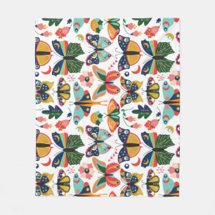 Manta Polar Mariposas Boho: Patrón de papel tapiz sin costura.