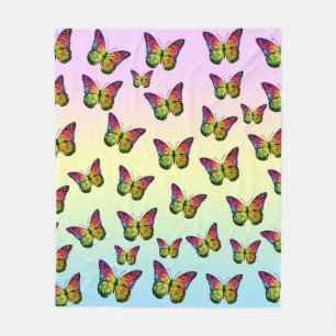 MANTA POLAR MARIPOSAS COLORIDAS ABSTRACTAS