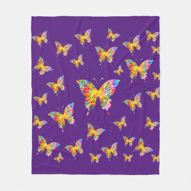 MANTA POLAR MARIPOSAS COLORIDAS ABSTRACTO (Anverso)