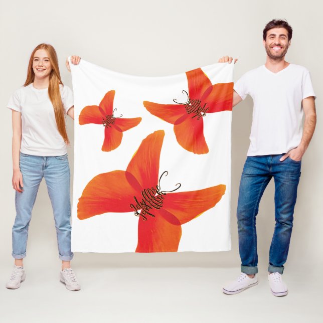 Manta Polar Mariposas de amapola roja naranja con tres nombres (In situ)