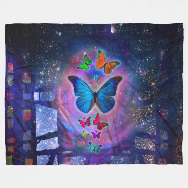 Manta Polar Mariposas en el espacio (Frente (Horizontal))