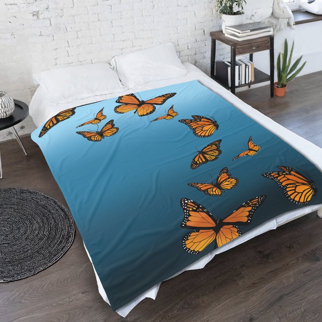 Manta Polar Mariposas monarca azul Ombre (Subido por el creador)