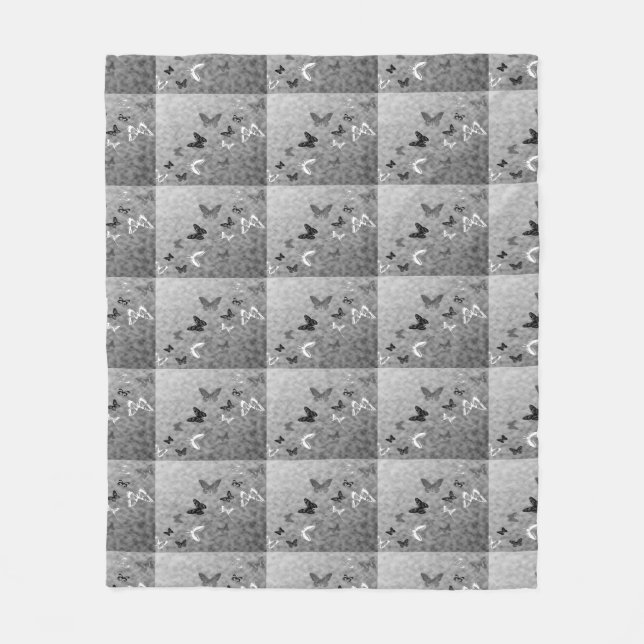 Manta Polar Mariposas negras y blancas (Anverso)