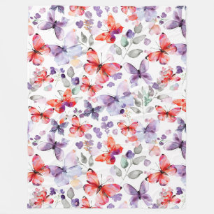 Manta Polar Mariposas Rojas Purpúreas