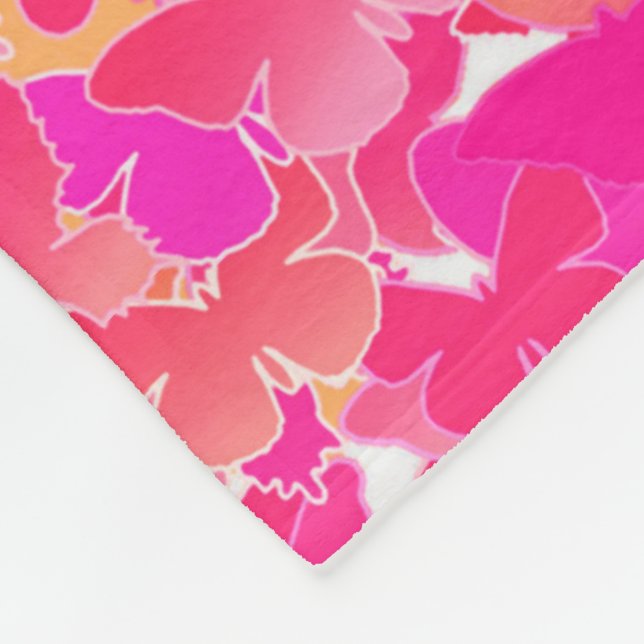 Manta Polar Mariposas, rosa, fucsia y coral (Esquina)