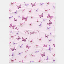 Manta Polar Mariposas Rosadas Bonitas Nombre Personalizado Niñ