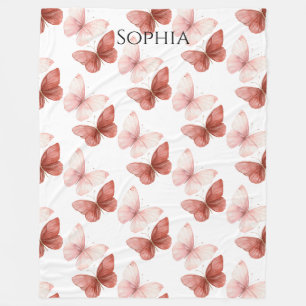 Manta Polar Mariposas rosadas rojas