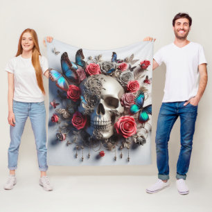 Manta Polar Mariposas, Rosas rodeando el cráneo