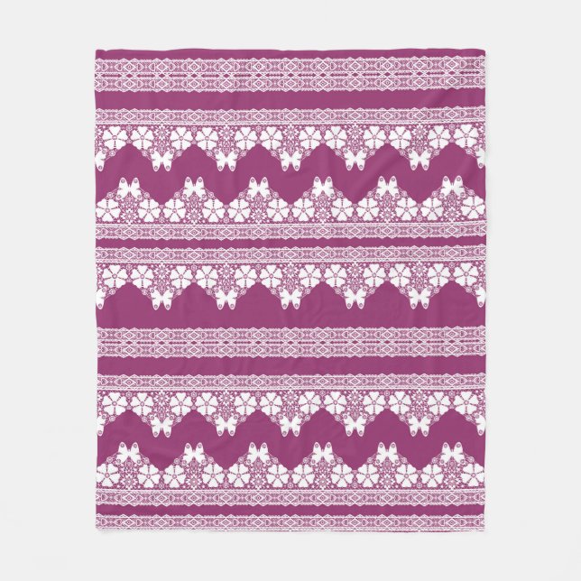 Manta Polar Mariposas White Retro Lace (Anverso)