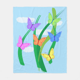 Manta Polar Mariposas y cielo de colores