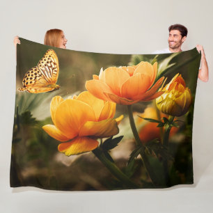 MANTA POLAR MARIPOSAS Y FLORES
