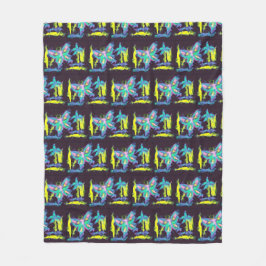 Manta Polar Mariposas y flores cubistas