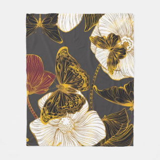 Manta Polar Mariposas y flores: Patrón de Boho de primavera