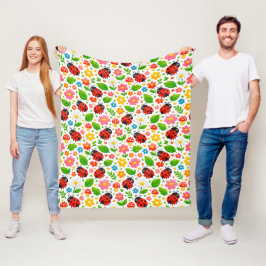 Manta Polar Mariquitas Lindas y Flores para la Decoración del