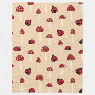 Manta Polar Mariquitas y Hongos Rojos