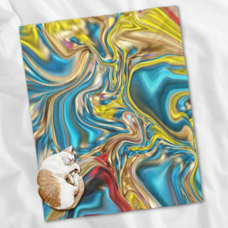 Manta Polar mármol abstracto giratorio amarillo azul turquesa 