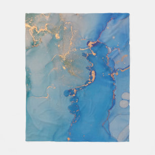 Manta Polar Mármol azul abstracto con oro purpurina