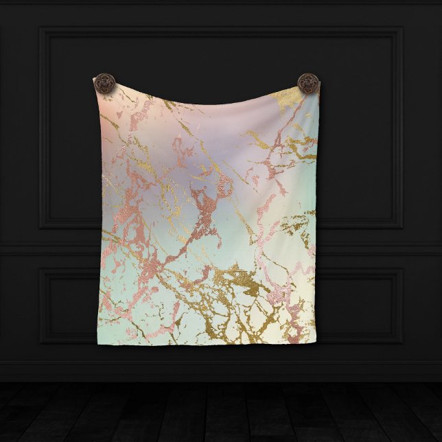 Manta Polar Mármol beige elegante | Mint Sage Green Rosa Gold (Subido por el creador)