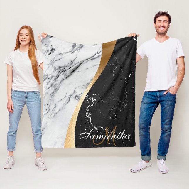 Manta Polar Mármol blanco y negro (In situ)