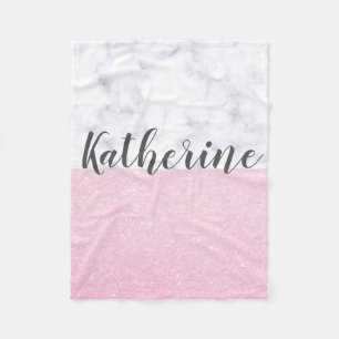 Manta Polar Mármol color de rosa femenino elegante del blanco