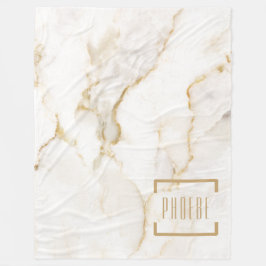 Manta Polar Mármol con nombre personalizado moderno efecto oro