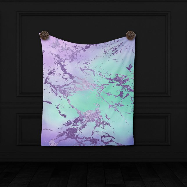 Manta Polar Mármol de moda | Lavender morado y verde de menta (Subido por el creador)