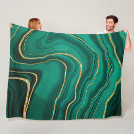 Manta Polar Mármol de oro verde malaquín