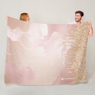 Manta Polar Mármol de Rubor Rosegold con gotitas de oro Purpur
