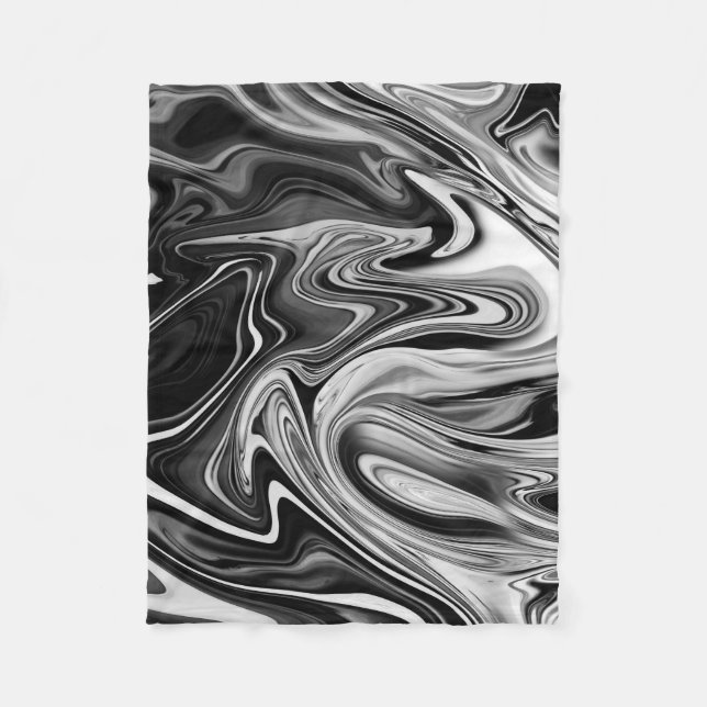 Manta Polar Mármol elegante 7 - líquido blanco y negro (Anverso)