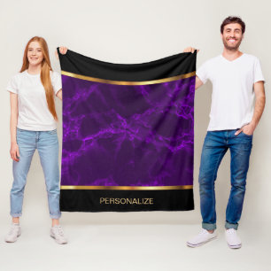 Manta Polar Mármol morado profundo y oro
