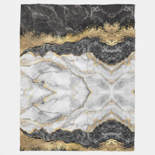 Manta Polar Mármol negro con Bonito dorado Gran Funda