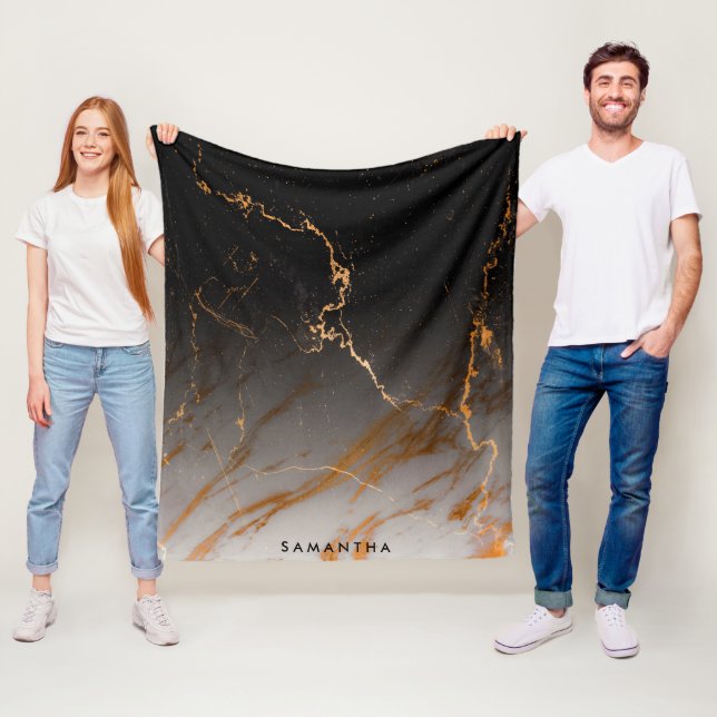 Manta Polar Mármol negro y blanco (In situ)