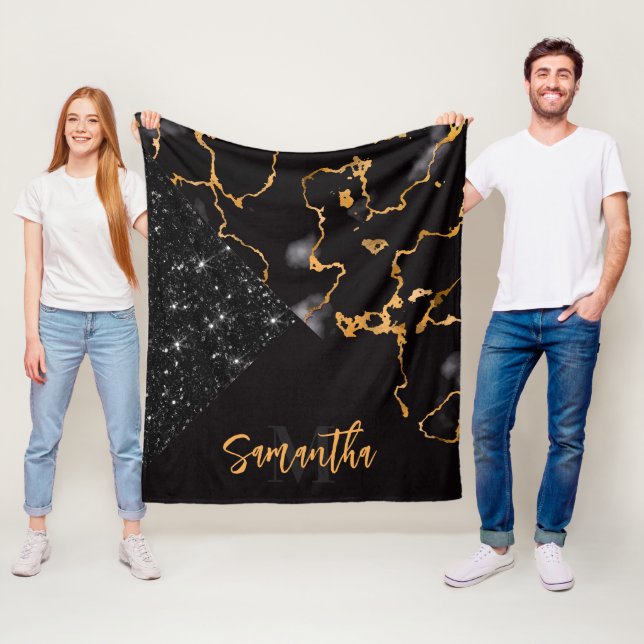 Manta Polar Mármol negro y Purpurina (In situ)