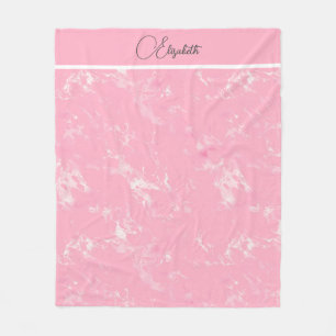 Manta Polar Mármol Rosa Blanco Gris Escritura Monograma de Mod