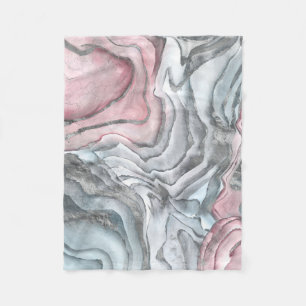 Manta Polar mármol rosa Rubor: rosa pastel y plata