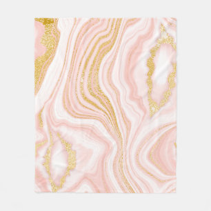 Manta Polar Mármol rosa y textura dorada