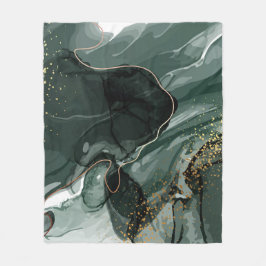 Manta Polar Mármol verde esmeralda y oro, fondo de mármol