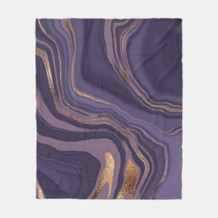 Manta Polar Mármol violeta abstracto con oro