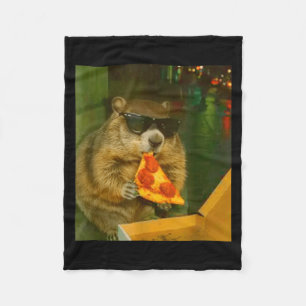 Manta Polar Marmota divertida, marmota comiendo pizza, roedor 