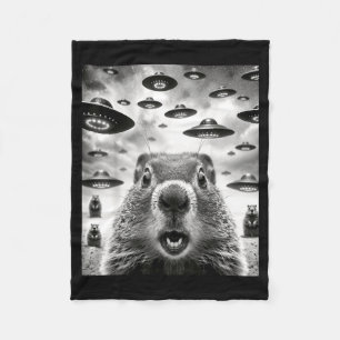 Manta Polar Marmotas Raras Selfie Con Ovni Alien Divertido Sue