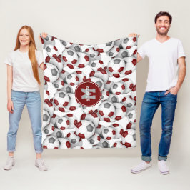 Manta Polar maroon gris equipo colores balón de fútbol patrón