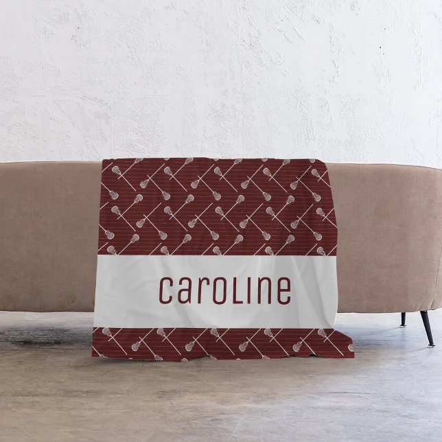 Manta Polar Maroon Lacrosse White Sticks Patterado (Subido por el creador)