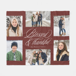 Manta Polar Marrón bendecido y agradecido de seis collages de 