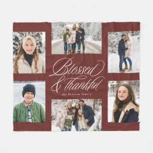 Manta Polar Marrón bendecido y agradecido de seis collages de